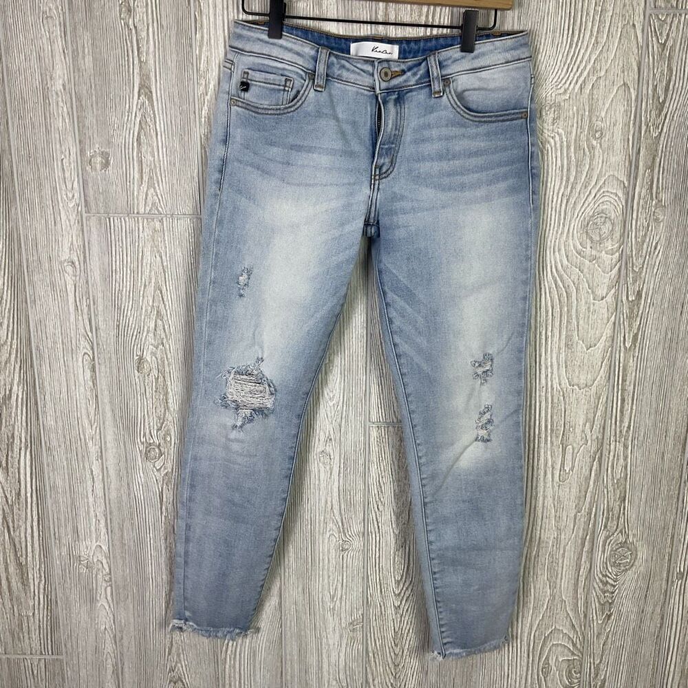 KanCan Distressed Ankle Skinny Jeans Women’s 9/28 Raw Hem Light Wash #KC8392 - Picture 6 of 10